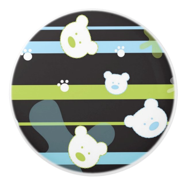 Cute pattern with little bears ceramic knob (Front)