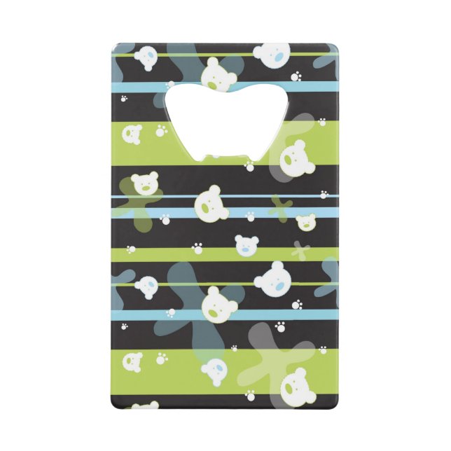 Cute pattern with little bears credit card bottle opener (Front)