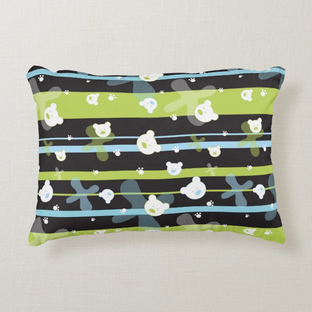 Cute pattern with little bears decorative pillow (Front)