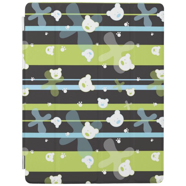 Cute pattern with little bears iPad smart cover (Front)