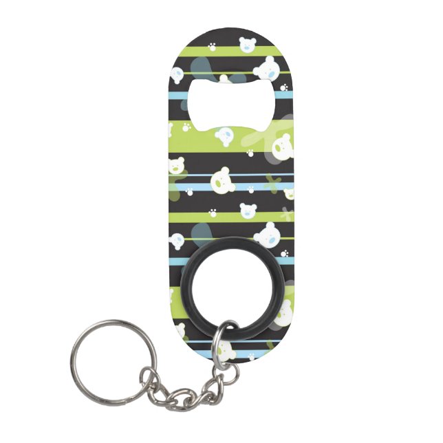 Cute pattern with little bears keychain bottle opener (Front)