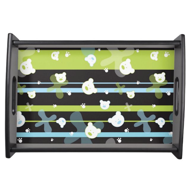 Cute pattern with little bears serving tray (Front)