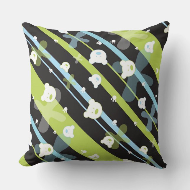 Cute pattern with little bears throw pillow (Front)