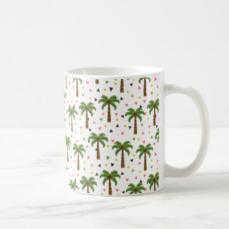Cute pattern with palm trees and geometric shapes coffee mug