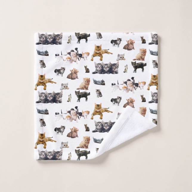 Cute pattern with photographs of Cats and kittens Bath Towel Set (Wash Cloth)