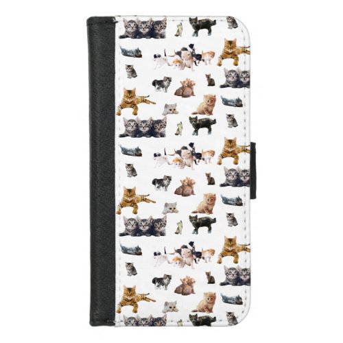 Cute pattern with photographs of Cats and kittens iPhone 87 Wallet Case