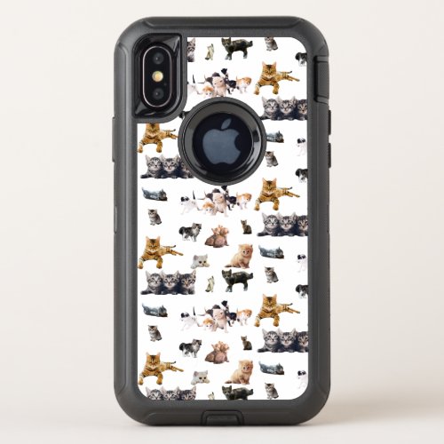 Cute pattern with photographs of Cats and kittens OtterBox Defender iPhone X Case