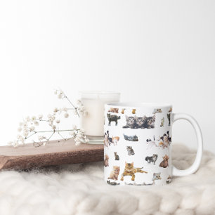 Cute pattern with photographs of Cats and kittens Two-Tone Coffee Mug
