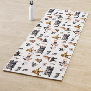 Cute pattern with photographs of Cats and kittens Yoga Mat