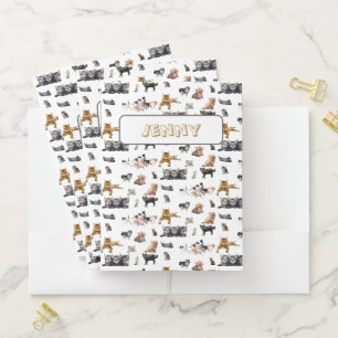 Cute pattern with photos of Cats and kittens name Pocket Folder