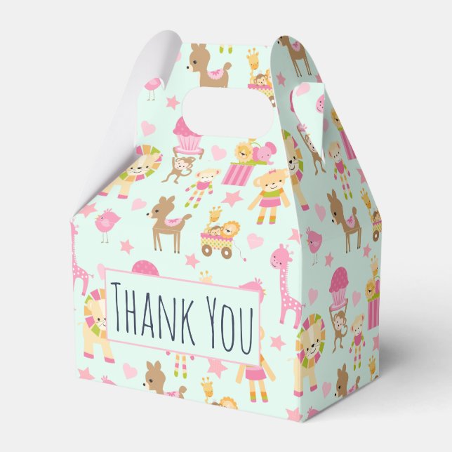 Cute Pattern with Whimsical Animals & Toys Favor Boxes (Front Side)