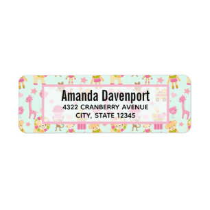 Cute Pattern with Whimsical Animals & Toys Label