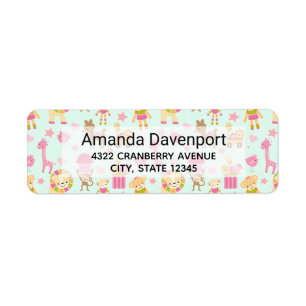 Cute Pattern with Whimsical Animals & Toys Label
