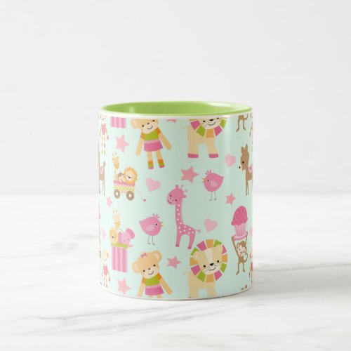 Cute Pattern with Whimsical Animals  Toys Two_Tone Coffee Mug