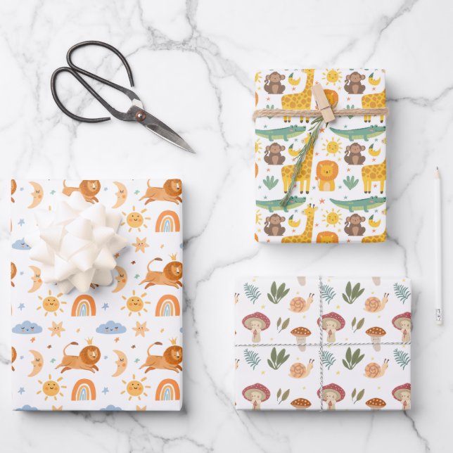 Cute pattern wrapping paper sheets (Front)
