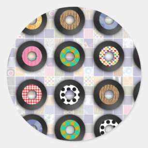 Cute Patterned 45 Records Classic Round Sticker