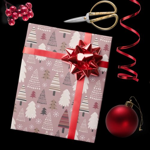 Cute Patterned Christmas Trees Patterned Wrapping Paper