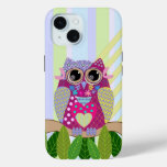 Cute Patterns Owl &amp; Stripes iPhone 15 Case