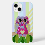 Cute Patterns Owl &amp; Stripes Case-Mate iPhone 14 Case