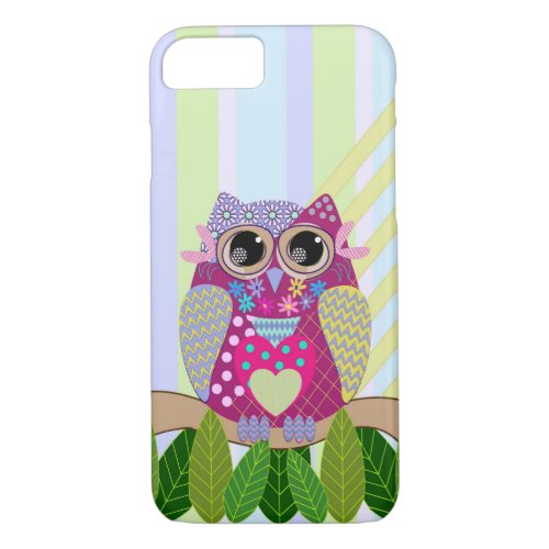 Cute Patterns Owl  Stripes iPhone 87 Case