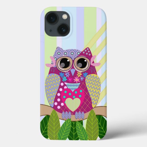 Cute Patterns Owl  Stripes iPhone 13 Case