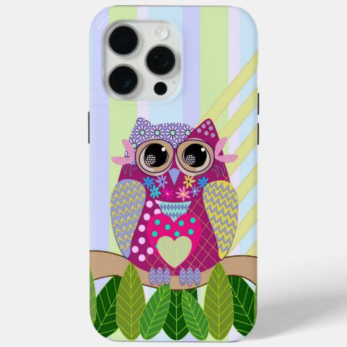 Cute Patterns Owl  Stripes iPhone 15 Pro Max Case