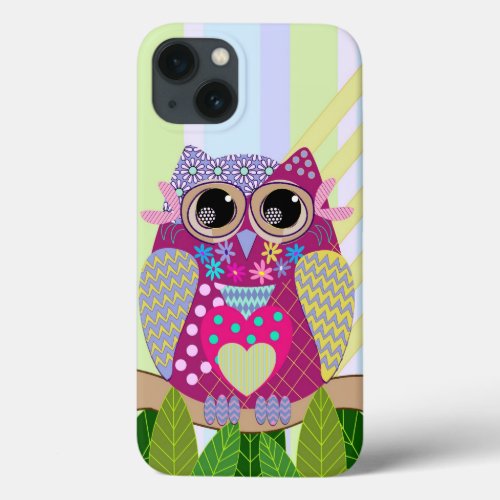 Cute Patterns Owl  Stripes iPhone 13 Case