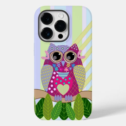 Cute Patterns Owl  Stripes Case_Mate iPhone 14 Pro Case