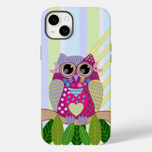 Cute Patterns Owl  Stripes Case_Mate iPhone 14 Plus Case