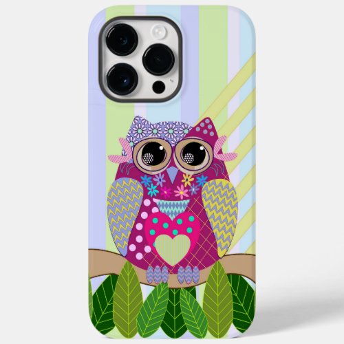 Cute Patterns Owl  Stripes Case_Mate iPhone 14 Pro Max Case