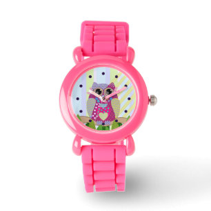 Cute Patterns Owl & Stripes custom Watch