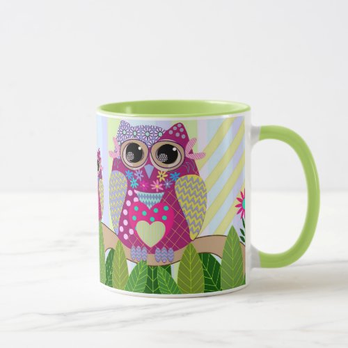 Cute Patterns Owl  Stripes mug