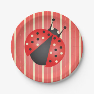 Cute Patterns with Ladybugs Baby Shower Paper Plates