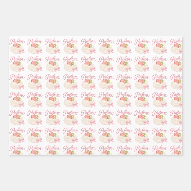 Cute Pavlova Dessert Pattern Wrapping Paper Sheets (Front)