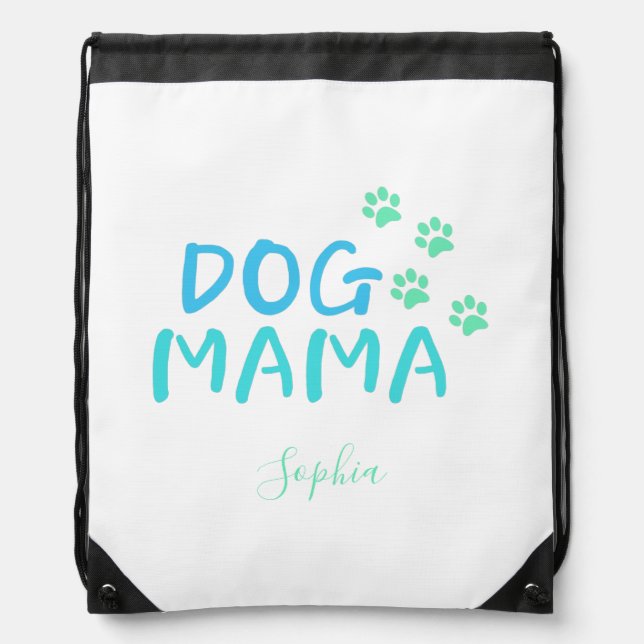 Cute Paw and Dog MAMA Typography    Drawstring Bag (Front)