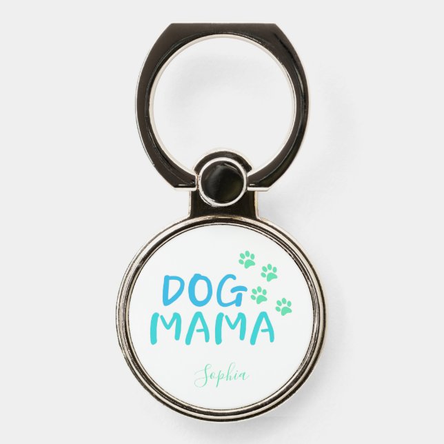 Cute Paw and Dog MAMA Typography    Phone Ring Stand (Front)