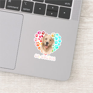 Cute paw Heart golden Dog Breed Proud Animal Lover Sticker