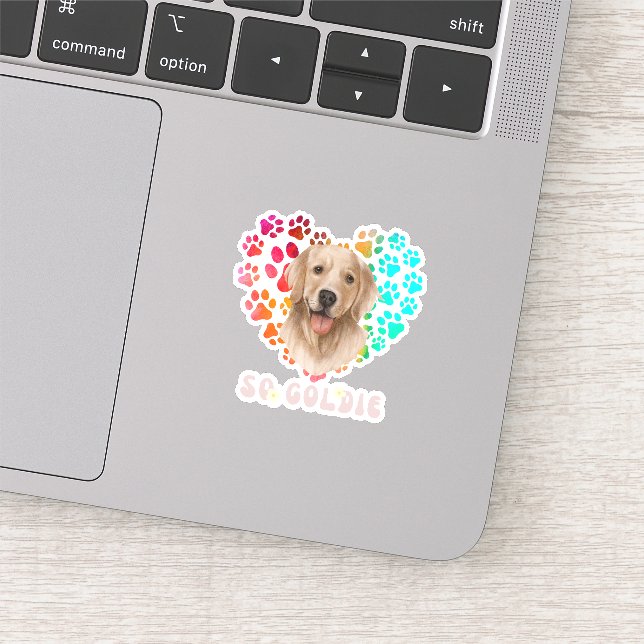 Cute paw Heart golden Dog Breed Proud Animal Lover Sticker (Detail)