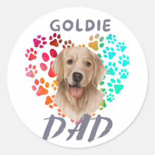 Cute paw Heart golden Dog Puppy Pet Animal party Classic Round Sticker