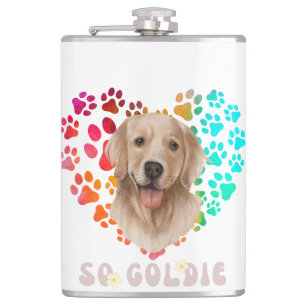 Cute paw Heart golden Dog Puppy Pet Animal party Flask