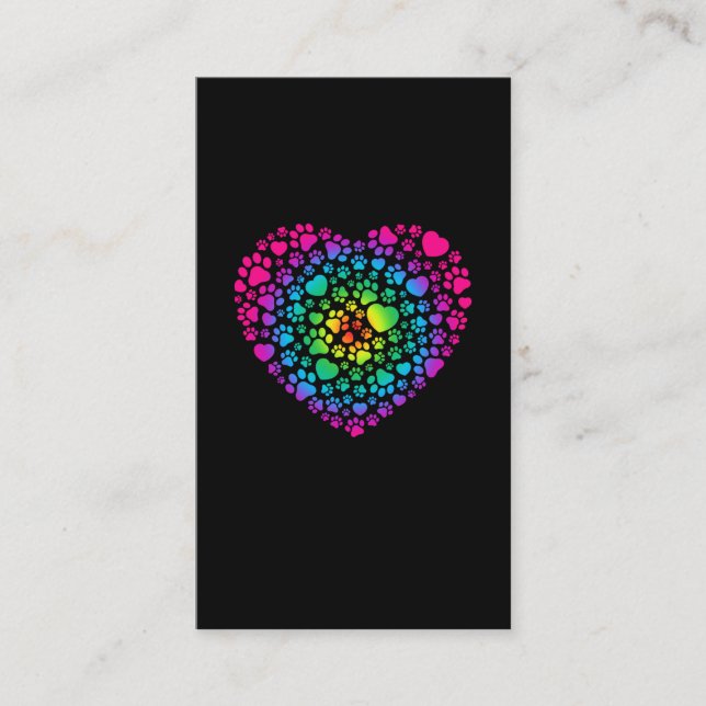 Cute Paw Heart Love Animals Business Card (Front)