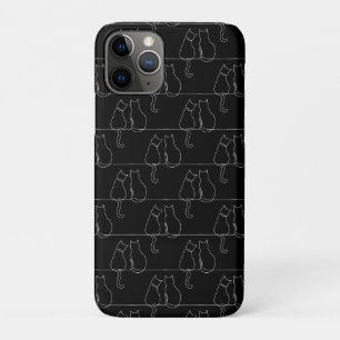 Cute Paw Print Animal Dog Lover White Line Contour iPhone 11 Pro Case