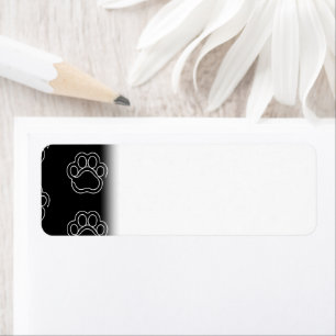 Cute Paw Print Animal Dog Lover White Line Contour Label