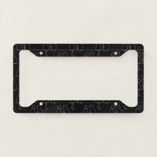 Cute Paw Print Animal Dog Lover White Line Contour License Plate Frame