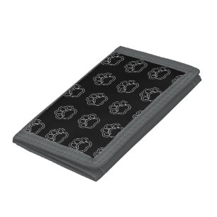 Cute Paw Print Animal Dog Lover White Line Contour Trifold Wallet