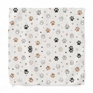 Cute Paw Print Dog Bandana