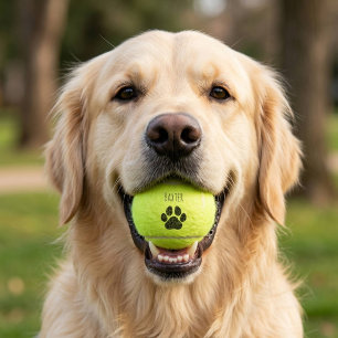 Cute Paw Print Dog Tennis Ball