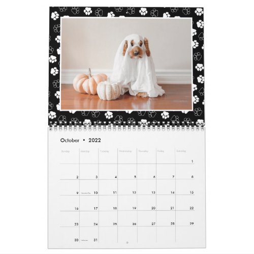 Cute Paw Print Frame Pet Photo Calendar