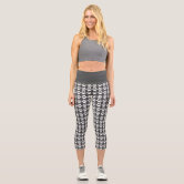 Cute Paw Print Gray Black Pattern Trendy Capri Leggings Zazzle