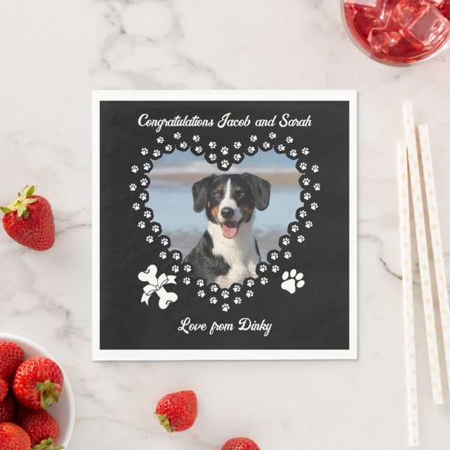 Cute Paw Print Heart Dog Photo Napkins (Insitu)